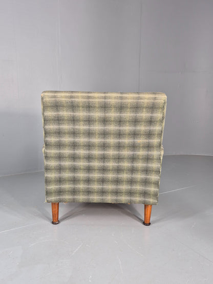 Vintage 1960s Retro Lounge Chair Green and Gold Upholstery EB11829