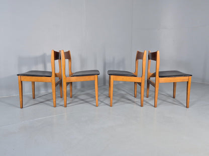 4 Vintage 1960s Dining Chairs Beech Frames Vinyl Seats Retro Mid Century EB12523