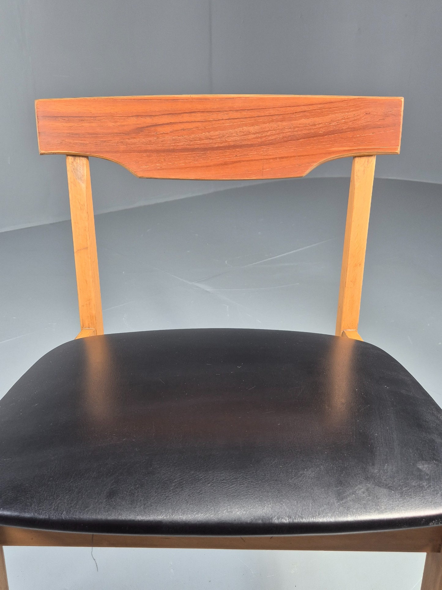 Vintage Teak Dining Chair 1960s Retro Mid Century Vinyl Seat EB11759