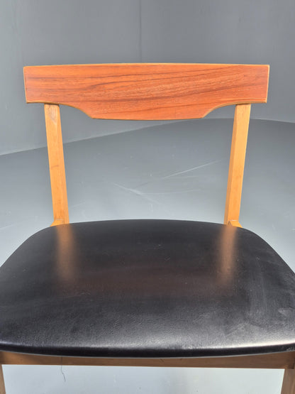 Vintage Teak Dining Chair 1960s Retro Mid Century Vinyl Seat EB11759