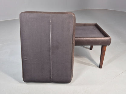 Vintage Mid Century Footstool Danish 1960s Retro Brown Leather EB12225
