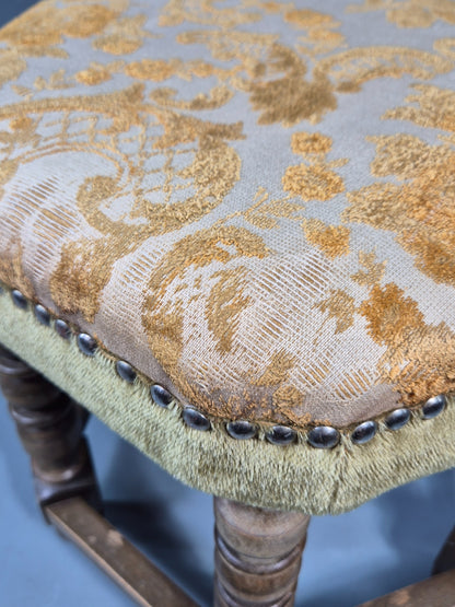 Vintage Danish Baroque Style Hexagonal Form Gold Floral Damask 1950s EB12835