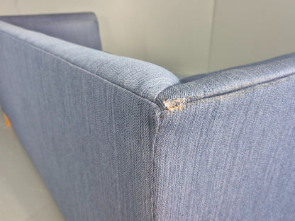 Vintage Danish Mid Century 3 Seater Sofa Original Blue Wool 1950s Retro EB12371