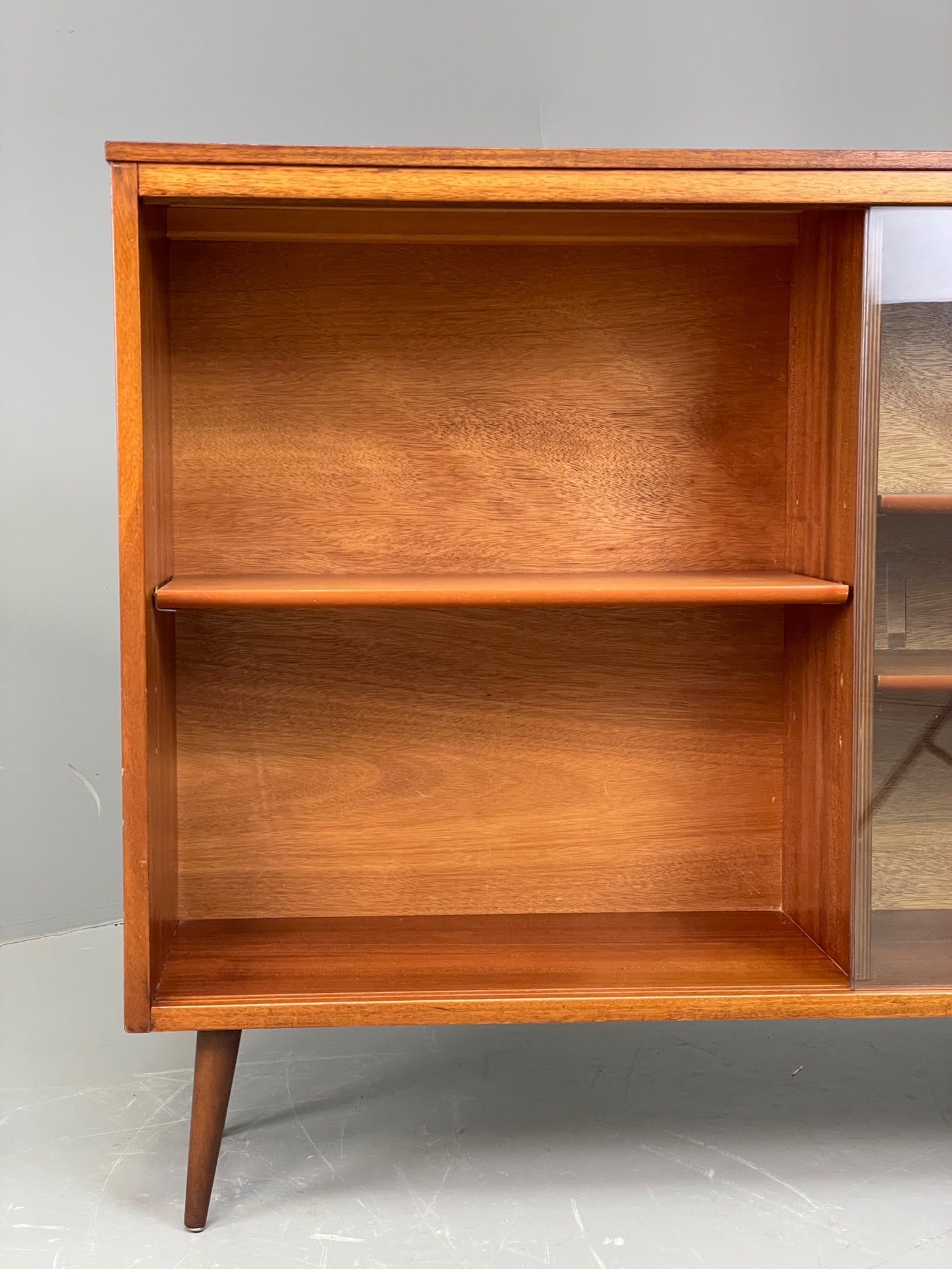 Vintage 1960s Glazed Bookcase Walnut Mid Century Retro Adjustable EB12220