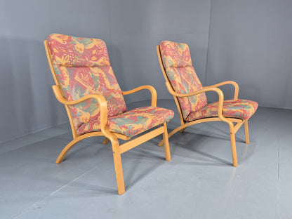 2 Vintage 1980s Lounge Chairs by Stouby Bentwood frame Retro MCM  EB12833