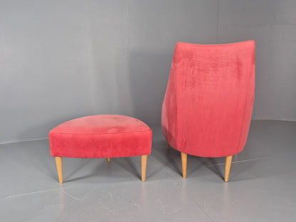 Vintage Silencio Chair and Footstool Pink Velvet Design Richard Ferrer  EB11943