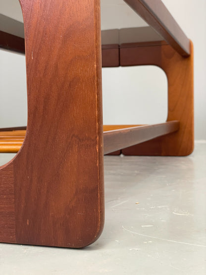 Vintage Danish Coffee Table Teak & Glass Retro 1970s Mid Century EB12304