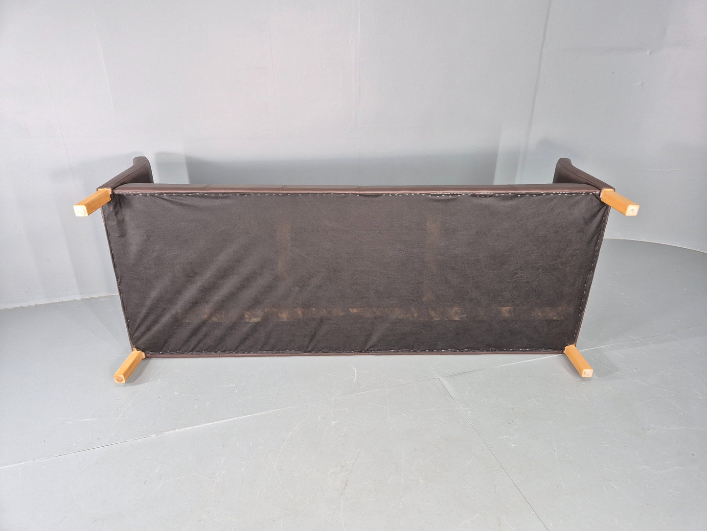 Vintage Danish 3 Seat Sofa Brown Leather 1980s Retro MCM  EB12417