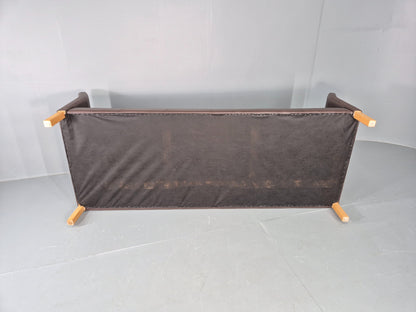 Vintage Danish 3 Seat Sofa Brown Leather 1980s Retro MCM  EB12417