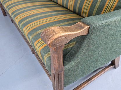 Vintage 3 seater Sofa Danish Design Green Wool Cloth 1970s Retro EB12758