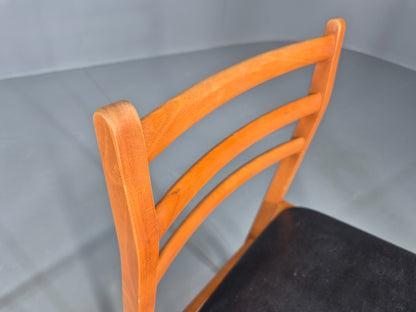 2 Vintage Mid Century Dining Chairs Beech Vinyl 1960s Retro  EB12255