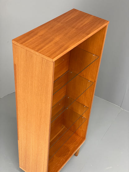 Vintage 1980s Teak Bookcase Beaver & Tapley Glass Shelves Retro Shelving EB12931