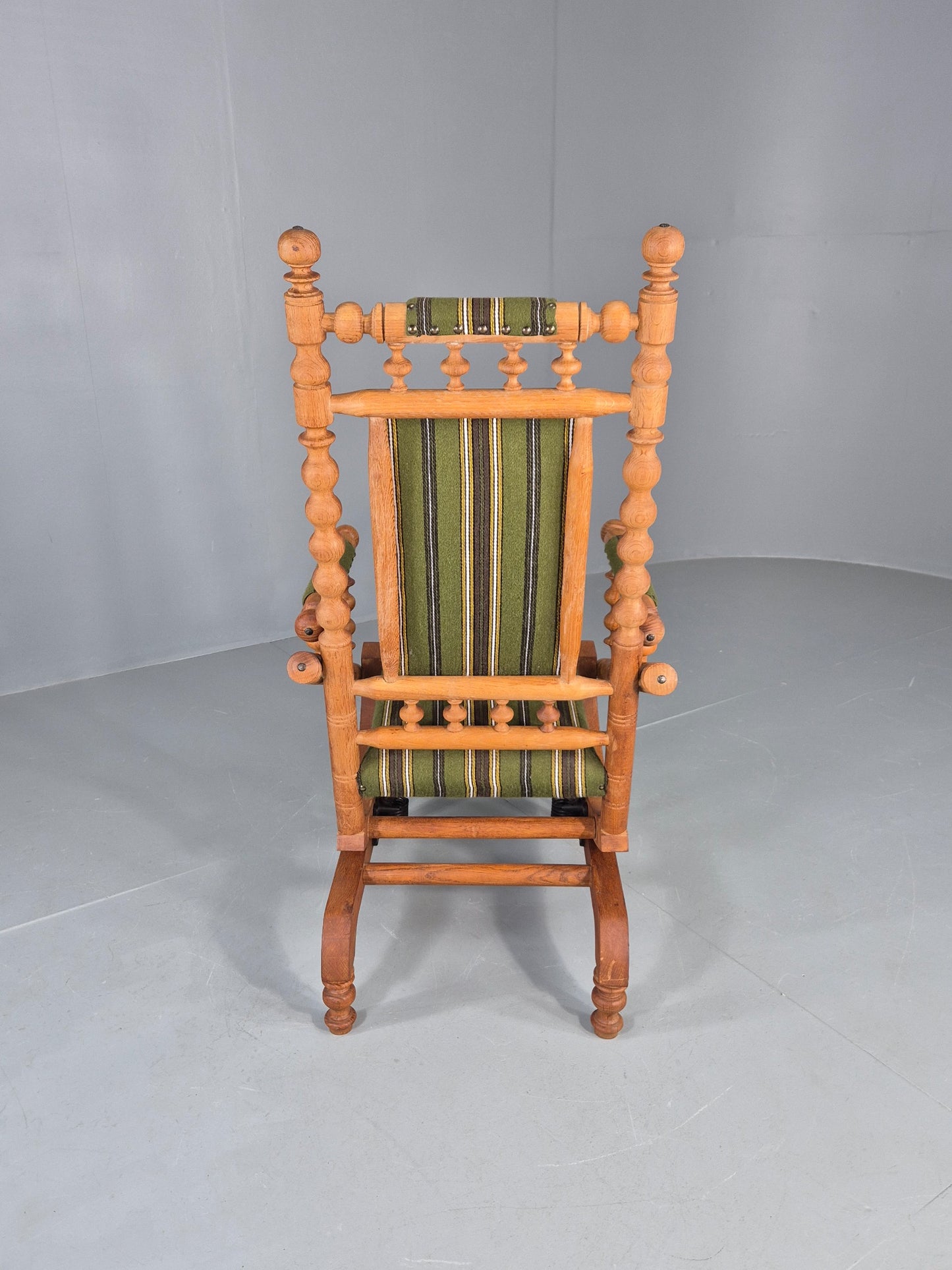 Vintage Henning Kjaernulf Oak Rocker 1970s Retro Original Cloth Green EB12112