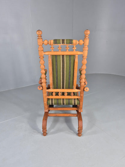 Vintage Henning Kjaernulf Oak Rocker 1970s Retro Original Cloth Green EB12112