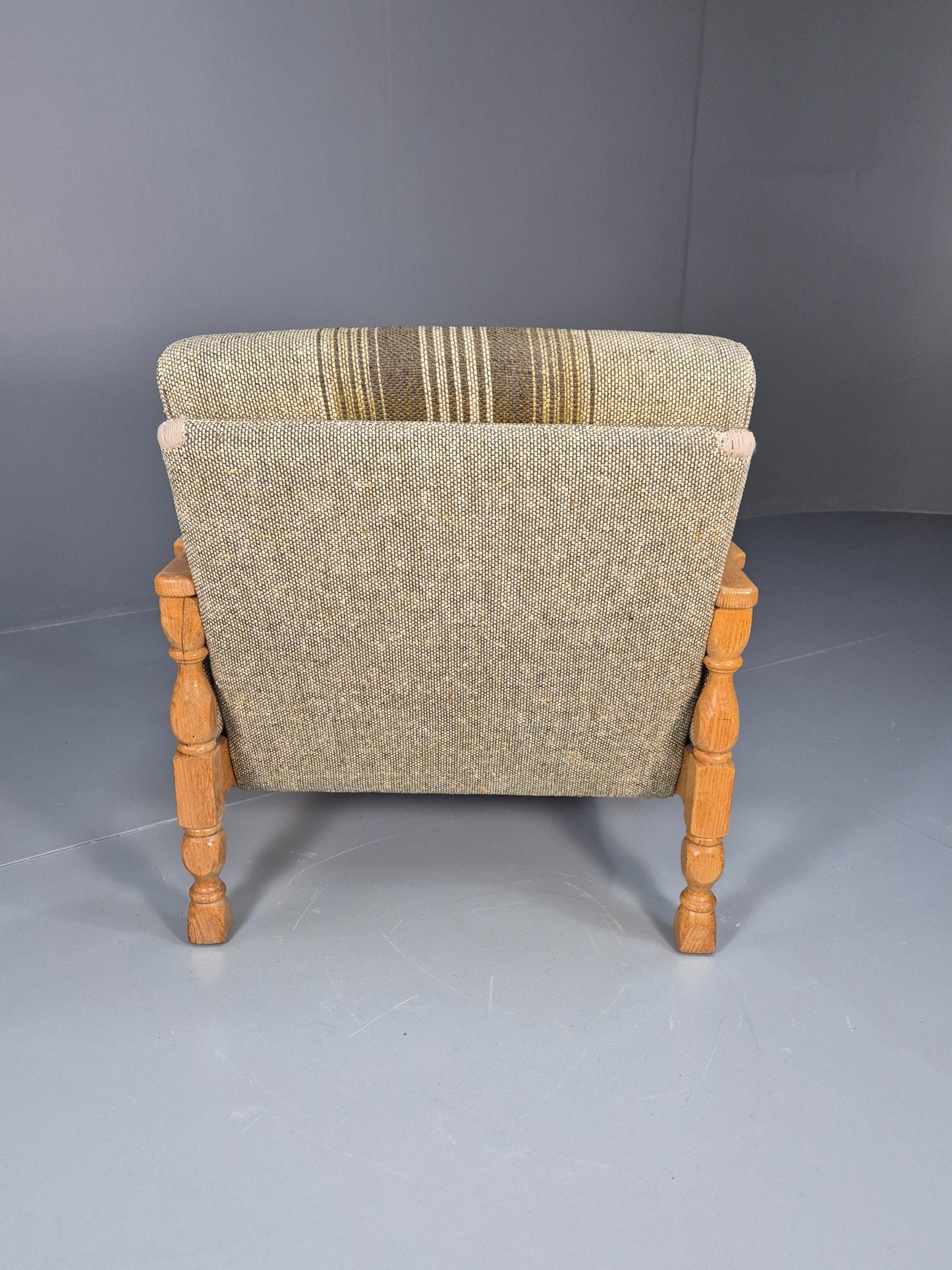 Vintage Danish Kjaernulf Style Oak and Wool Lounge Chair 1970s Retro EB9596