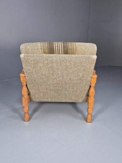 Vintage Danish Kjaernulf Style Oak and Wool Lounge Chair 1970s Retro EB9596