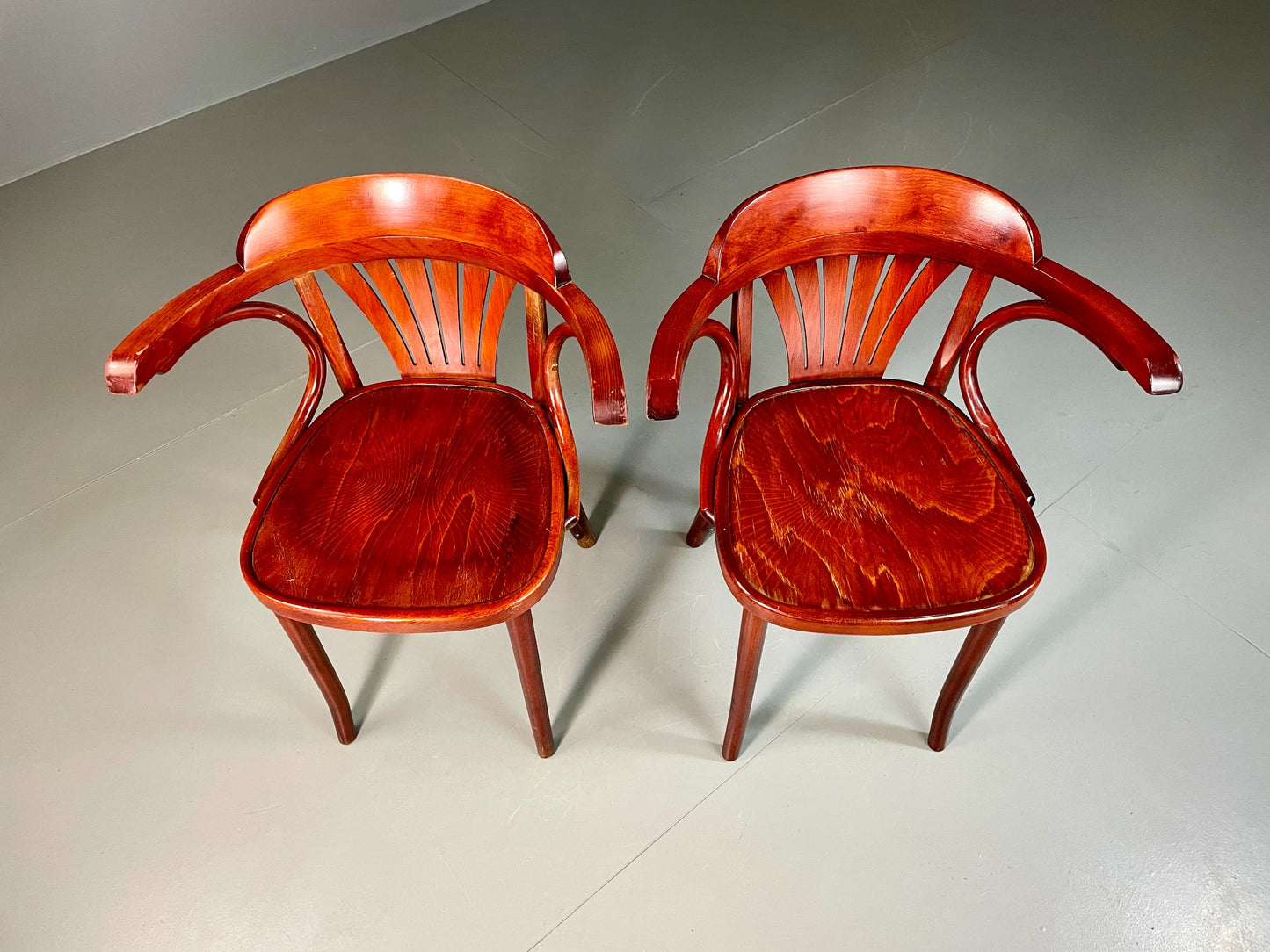 2 Bistro Chairs Thonet style Mahogany Colour Late Twentieth Century EB06253