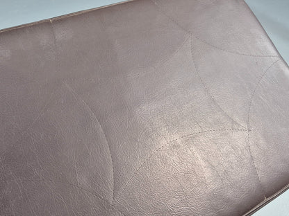Vintage Danish Mid Century Footstool Brown Vinyl Beech Legs 1960s Retro EB12096
