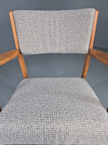 Vintage Mid Century Elbow Chair with New Upholstery 1950s Retro EB12983