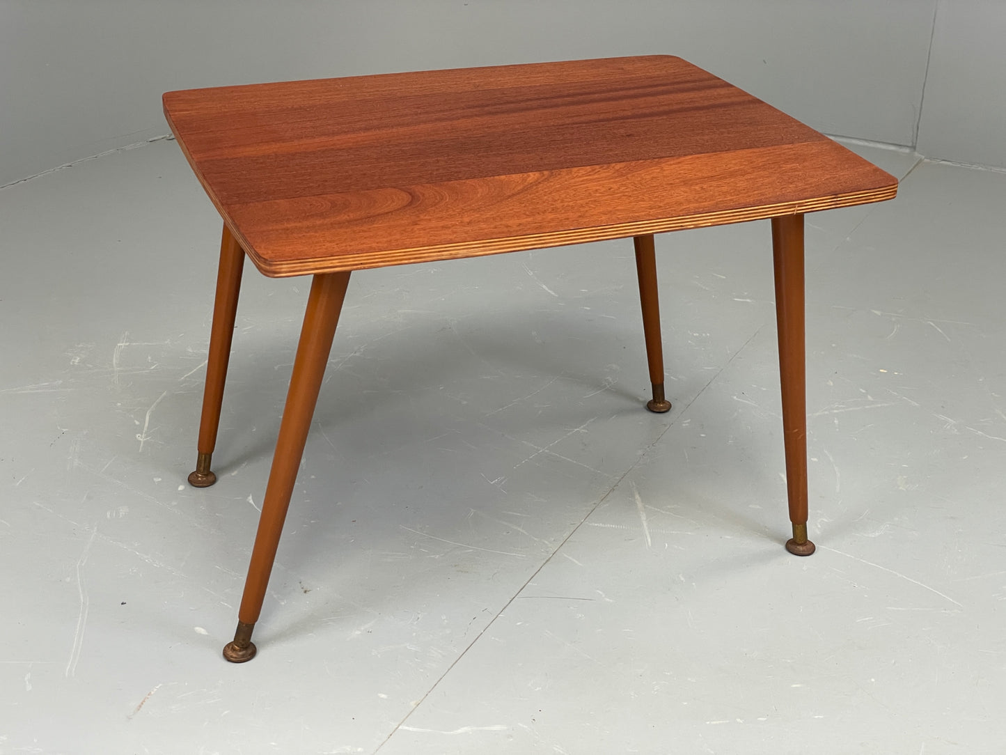 Vintage 1960s Side Table Spindle Legs Mahogany Ply Top Mid Century EB11880