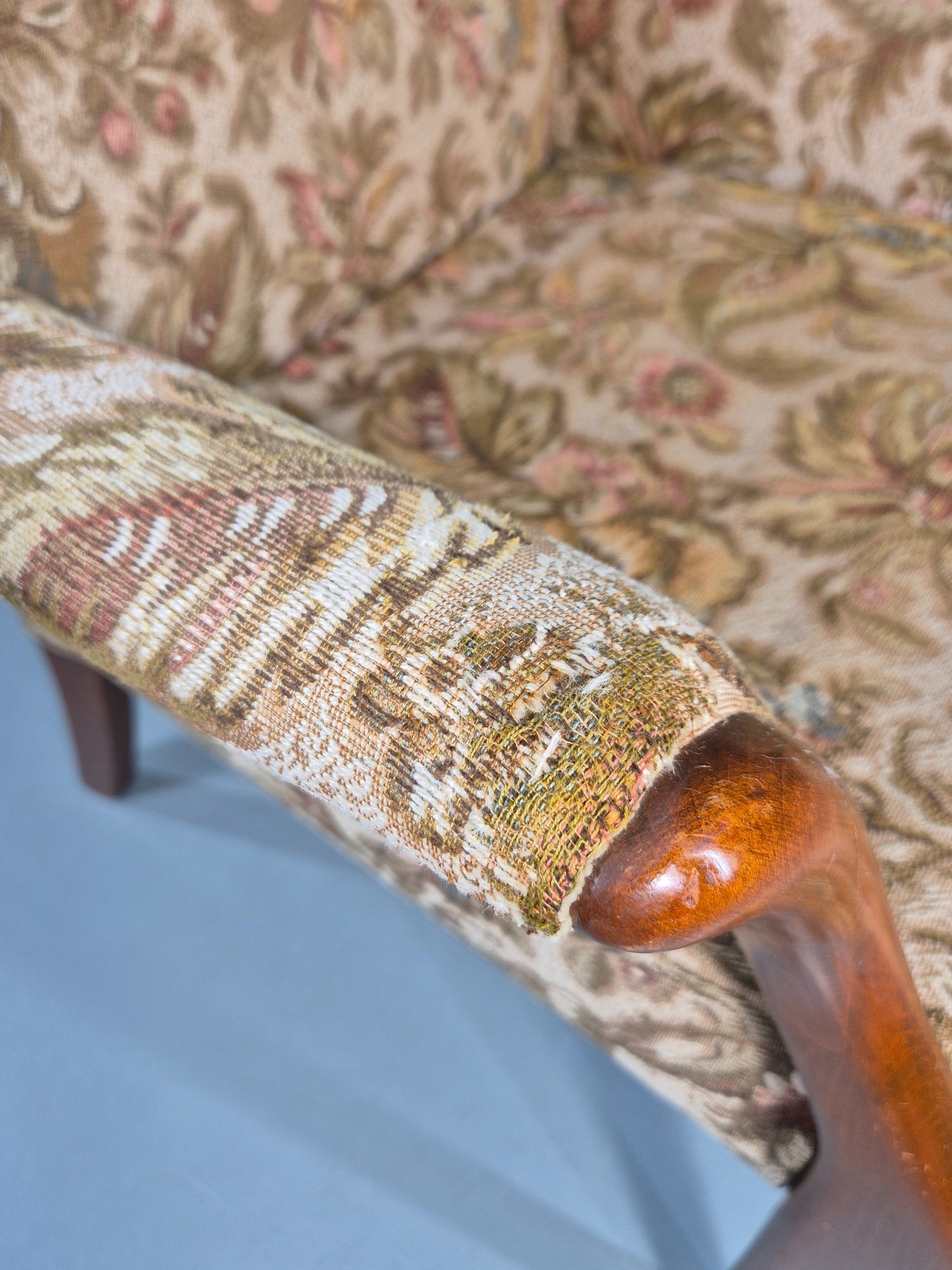 Vintage Parker Knoll Retro 1960s Armchair Floral Upholstery Beech Frame EB12167