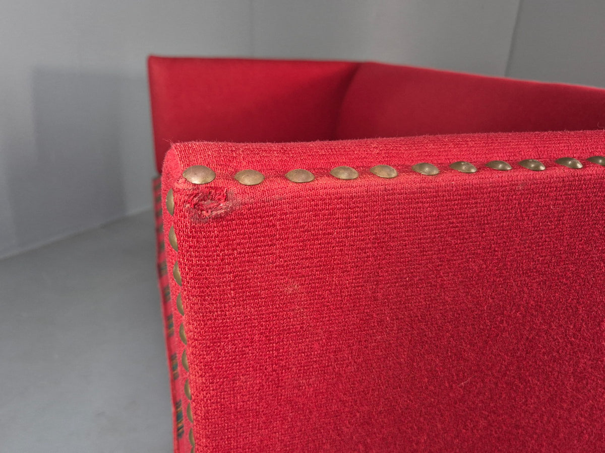 Vintage Danish 2 Seat Sofa Red Stripe Wool 1950s Retro Mid Century EB12735