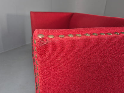 Vintage Danish 2 Seat Sofa Red Stripe Wool 1950s Retro Mid Century EB12735