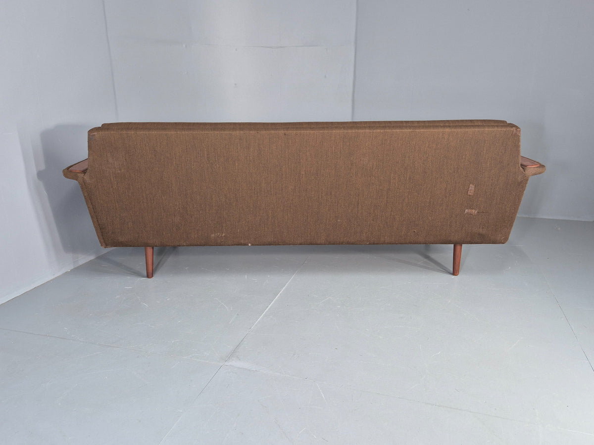 Vintage 1960s Sofa Bed Danish Green and Teak details Mid Century Classic EB09336