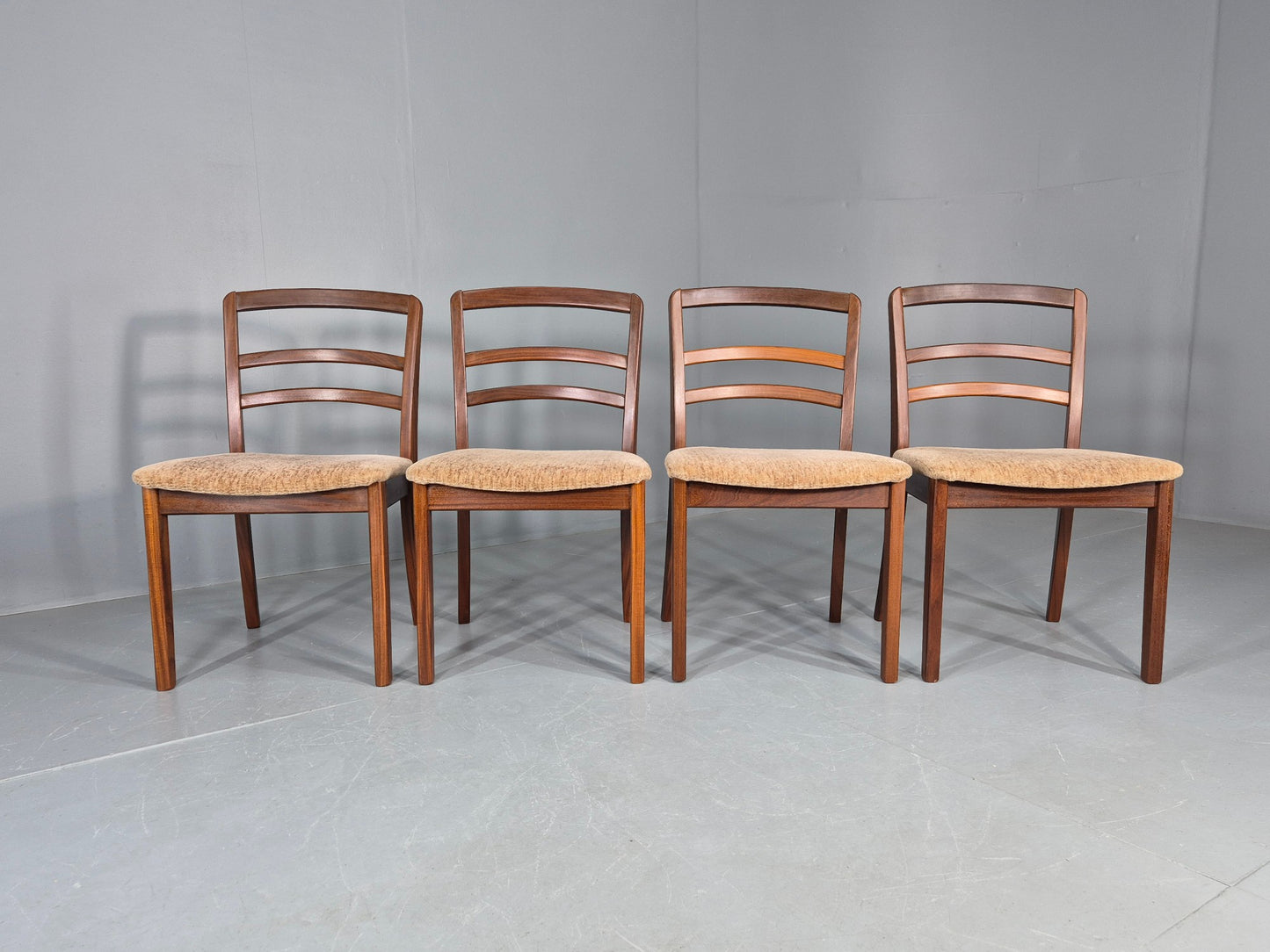 4 Vintage G Plan Dining Chairs Teak Frames Retro 1970s Original EB12175