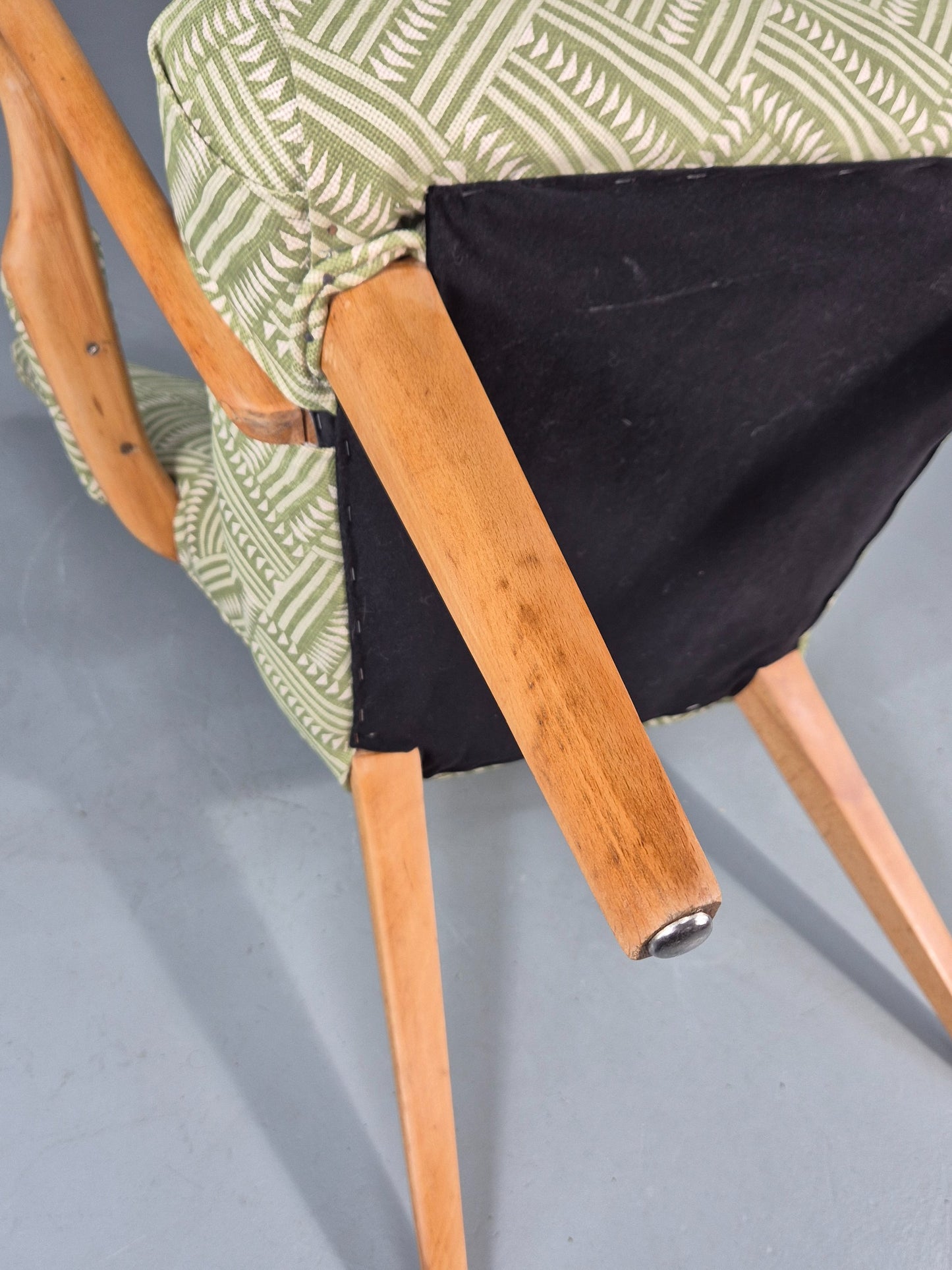 Vintage 1950s Lounge Chair Cintique Beechwood Frame New Upholstery Retro EB11948