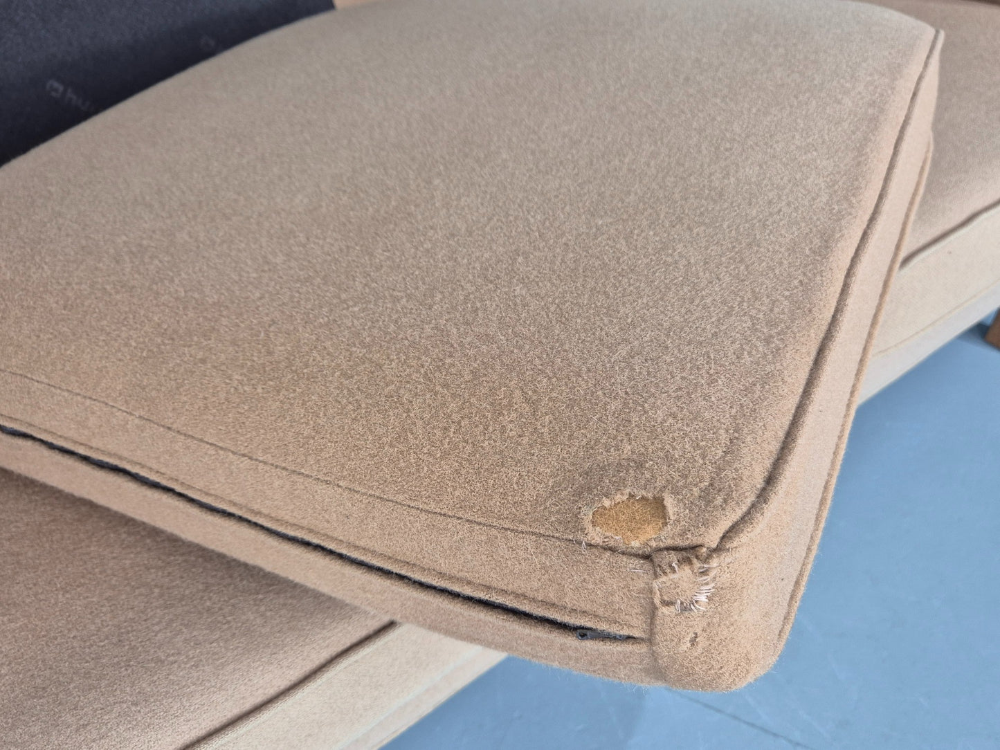 Vintage 3 Seater Sofa Beige Wool Upholstery Hurup MCM Retro 1980s EB12173