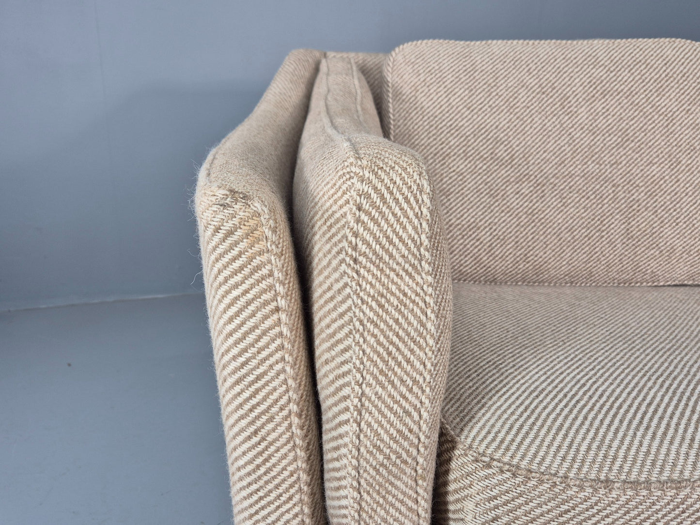 Vintage 3 Seater Sofa Danish Cream Wool Gunnar Grandt Retro MCM EB07792