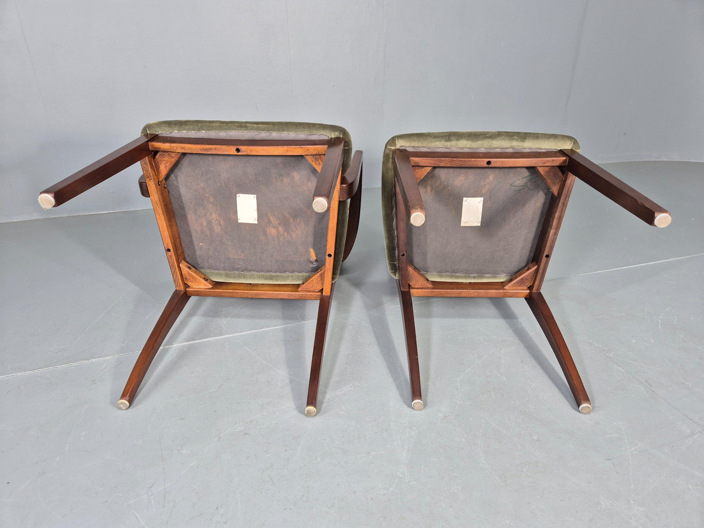 6 Vintage G Plan Teak Dining Chairs X Frame Green Seats 1970s Retro EB12260