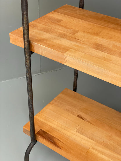 Vintage Open Shelving Unit Steel Acacia No Screws Freestanding EB12623