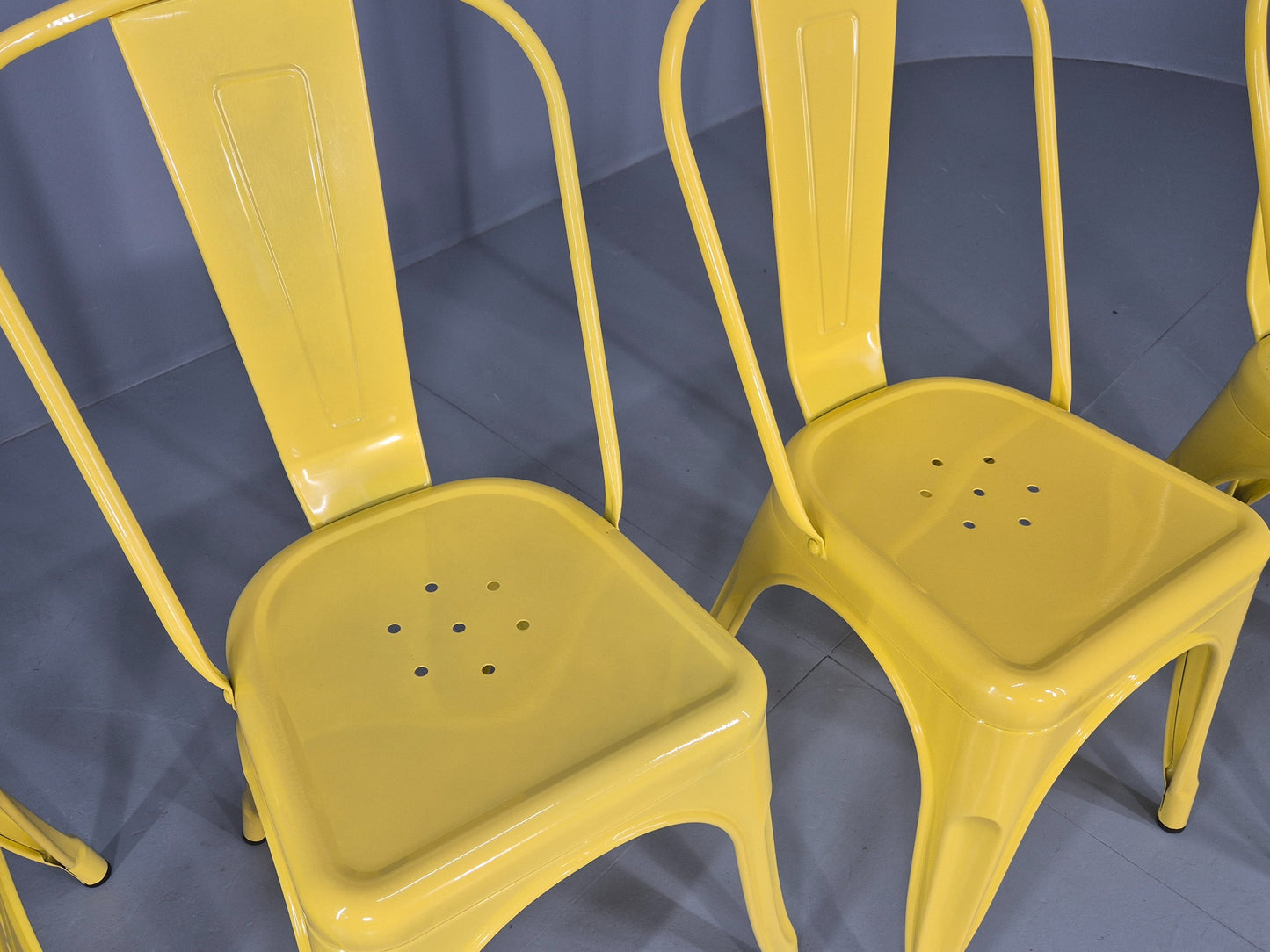4 Yellow Tolix Stlye Stacking Chair VG Condition Vintage Industrial Eb12593
