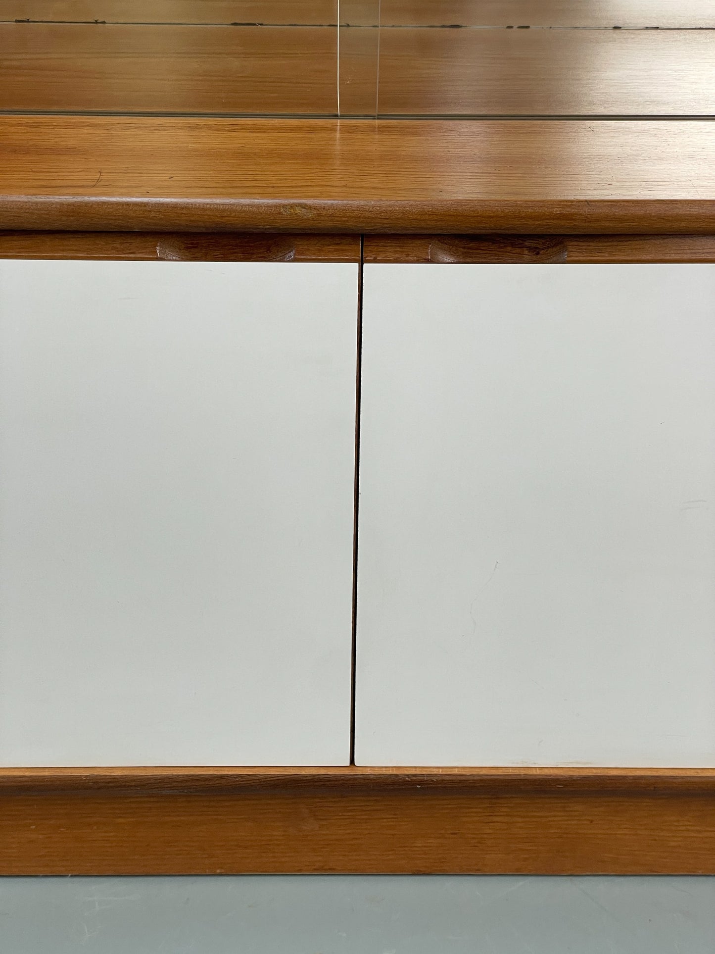 Vintage 1960s Cocktail Cabinet Teak White Formica Glazed Shelving EB12081