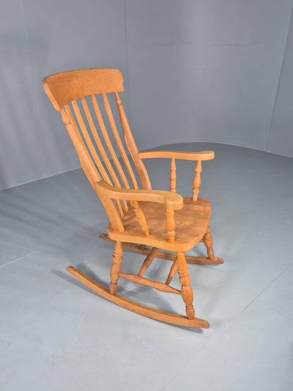 Vintage Traditional Farmhouse Rocking Chair 1970s Cottage Style Beech EB12473