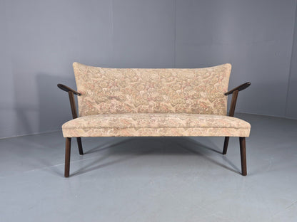 Vintage Mid Century 3 Seat Sofa Teak Frame Classical Upholstery 1960s EB12716