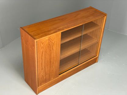 Vintage 1960s Glazed Bookcase Teak Mid Century Modern Shelving Cabinet EB12214