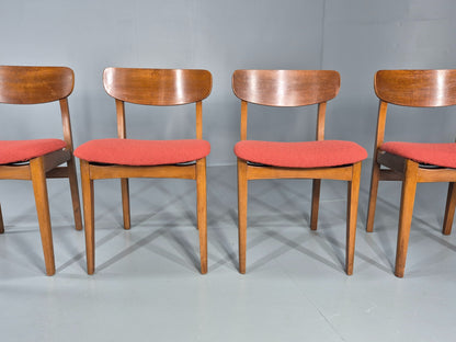 4 Vintage 1960s Dining Chairs, Beech and Teak Frames With New Upholstery EB11889