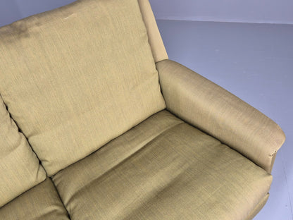 Vintage Mid Century 4 Seat Sofa Green Cotton Upholstery 1960s Retro EB11374