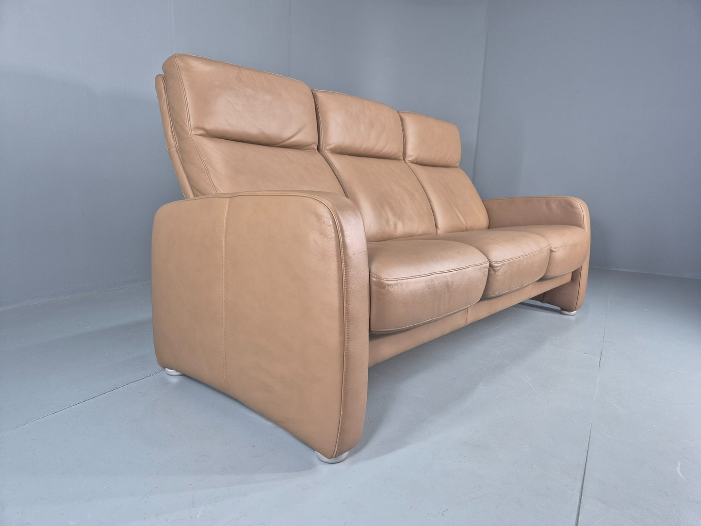 Vintage 3 Seater Leather Sofa Ergoline 1990s Retro Quality Modern Design EB11001