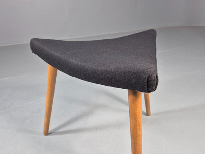 Vintage Danish Mid Century Footstool Triangular Black Cloth 1960s Retro EB12155
