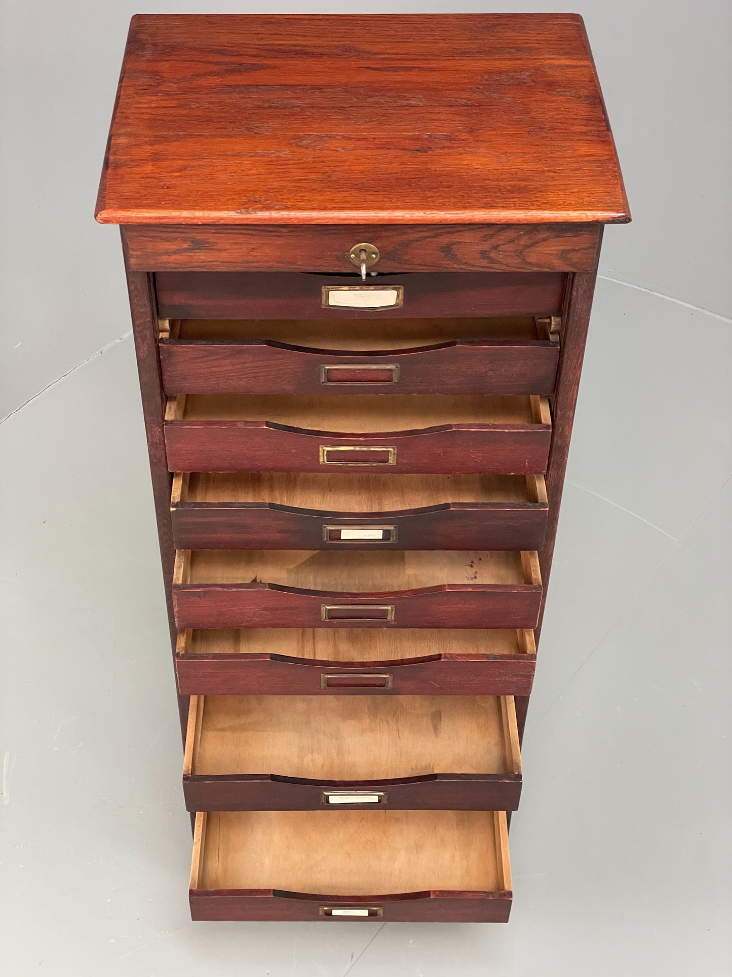 Vintage Tambour Cabinet Oak Drawers Danish Early 20th Century Filing EB12628