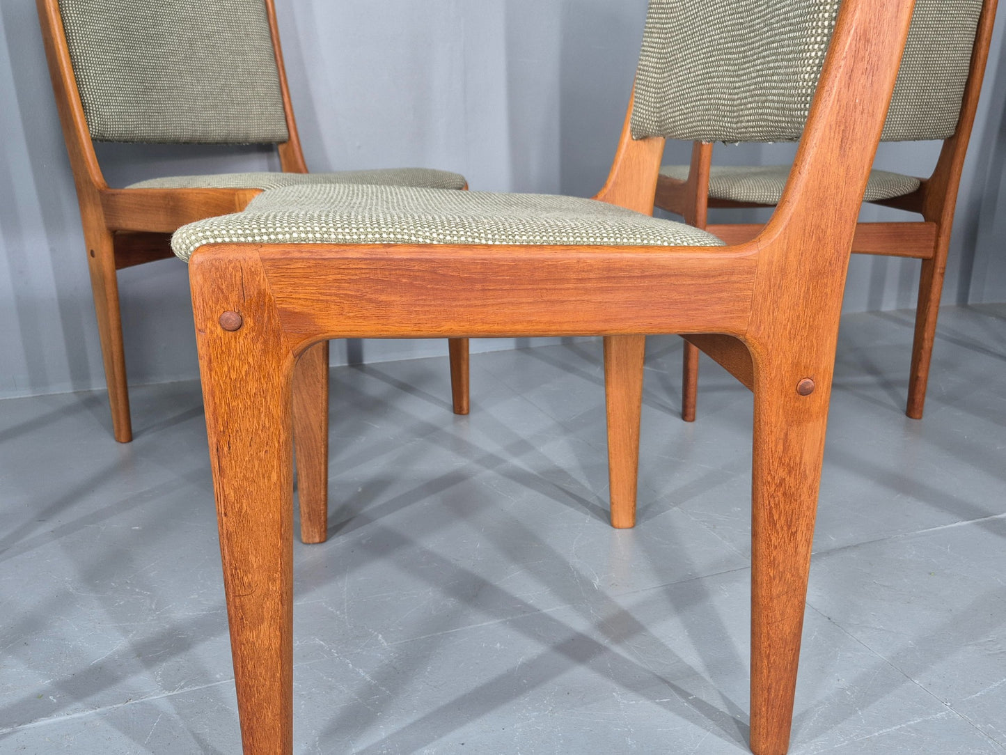 6 Vintage Johannes Dining Chairs Teak Frame 1970s Danish Retro New Seats EB12166