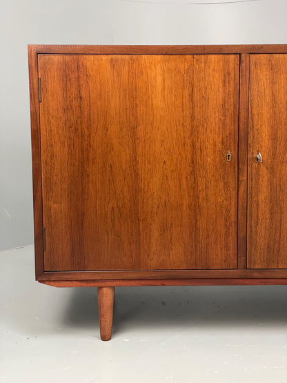 Vintage 1960s Sideboard Cabinet Danish Mid Century Darkwood Shelving EB12922