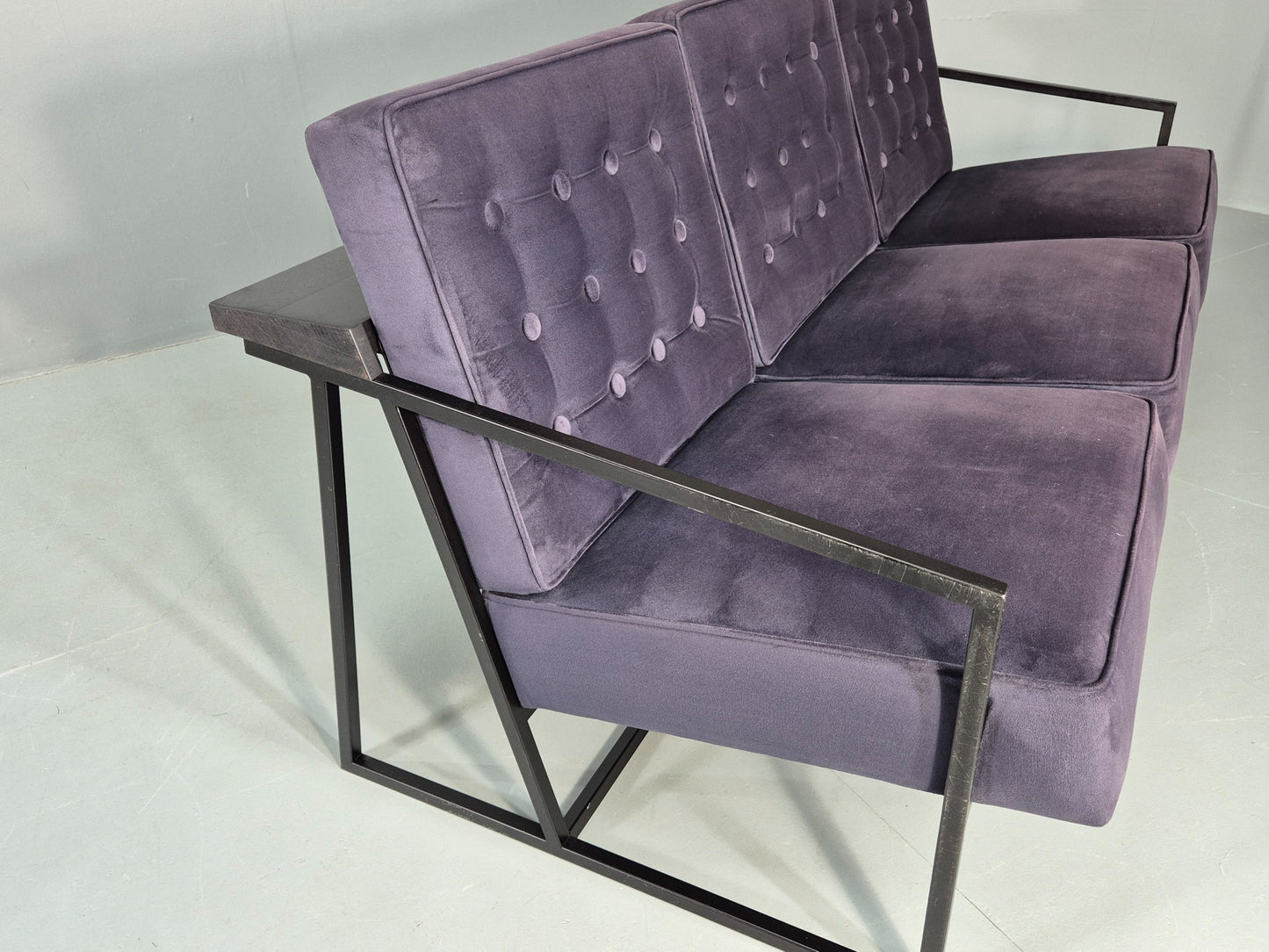 Vintage 3 Seater Sofa Modern Design Orange Box Lossit Purple Velvet EB12807