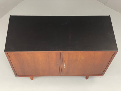 Vintage 1960s Sideboard Cabinet Danish Mid Century Darkwood Shelving EB12922