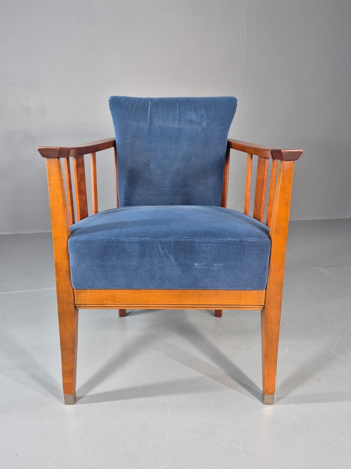 6 Art Deco Style Elbow Chairs Scandinavian Modern Blue Velvet   EB10935 VDIN
