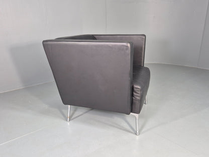 Vintage Leather Armchair Chrome Base Modern Design Orangebox Dee-01 EB12568